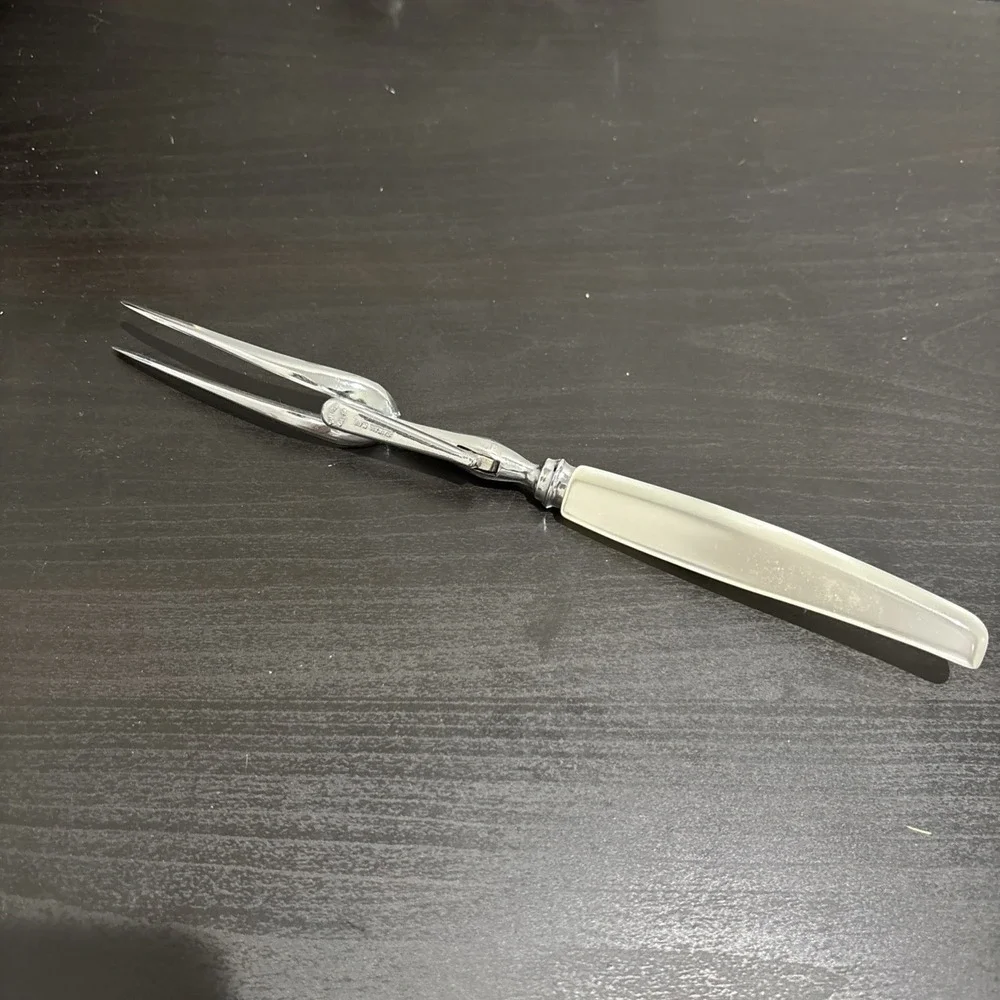 Vintage Sheffield England Carving Fork Stainless Mother Of Pearl Handle